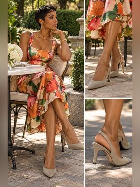 IRO Beige Nude Pointed Toe Slingback Pumps Heels Size 36